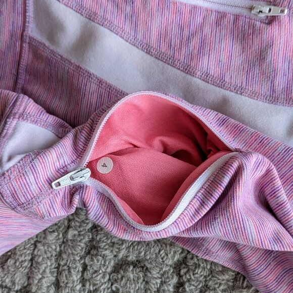 Lululemon Athletica In stride long pink zip up jacket pink striped size 4 B5 g - Picture 3 of 9